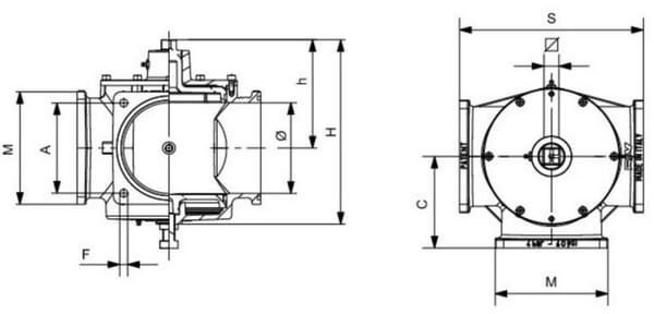 Pièces agricoles - Hydraulique - Vanne à brides trois voies 8" NERONE