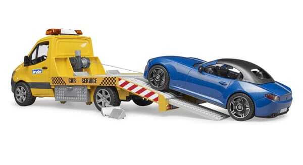 Loisirs - Jouets - Transporteur MB Sprinter avec Module son et lumière et Roadster BRUDER