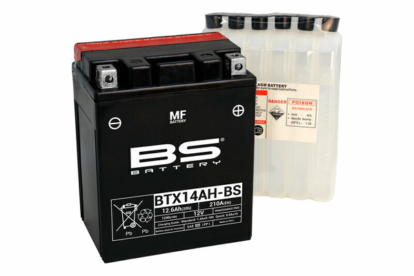 Pièces Quad & Motos - Electrique - Batterie BS BATTERY sans entretien avec pack acide - BTX14AH-BS