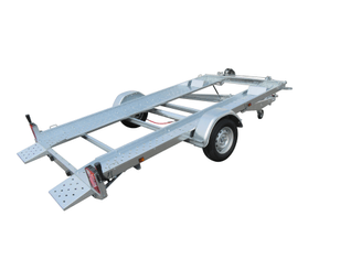 Materiels - Remorque voiture - PORTE VOITURE 361x185x11 avec petites rampes fixes PTAC : 1300 kg avec 2 cales et 1 treuil inclus