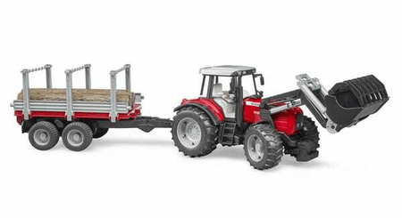 Loisirs - Jouets - Massey Ferguson 7480 avec chargeur frontal et remorque à bois