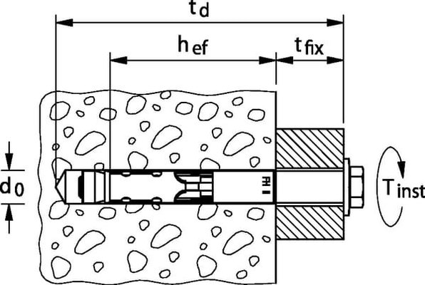 Pièces agricoles - Fasteners - Ancrage FH II 24/25S tête hexagonale 10x