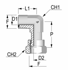 Pièces agricoles - Hydraulique - Coude ORFS 1" x 1" M/F