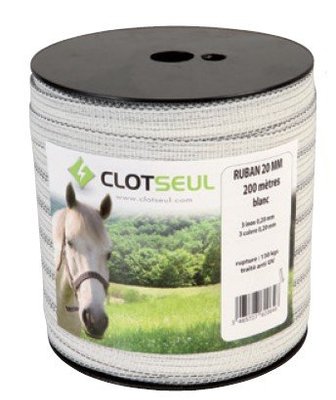 Pièces agricoles - Cloture,Jardin & Sylviculture - RUBAN  R 20M 20.0 MM 200 M BLANC-3 INOX 0.20 + 3 CU 0.20