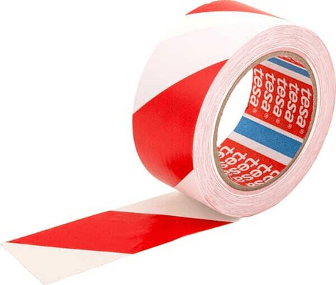 Chimie - Chimie divers - Ruban adhésif de signalisation de danger, marquage au sol, rouge/blanc, 33m x 50mm Tesa®