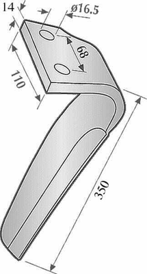 Pièces agricoles - Travail du sol - Dent de herse rotative 350mm G. Kuhn