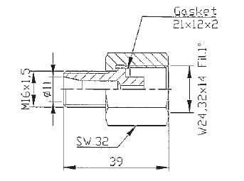 Pièces agricoles - Hydraulique - Adaptateur W24,32x14