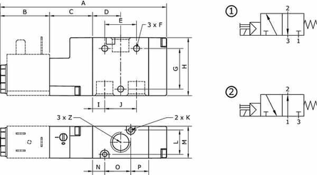 Pièces agricoles - Pièce pneumatique - Vanne magnétique 3/2 NC-1/8"