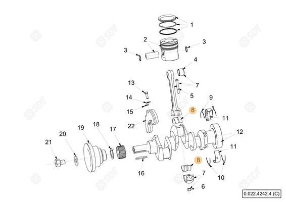 Pièces agricoles - Pieces moteur - demi-coussinet de bielle STANDARD