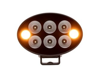 Pièces agricoles - Eclairage - Phare de travail + feu de signalisation LED orange, 36W, 3500lm, ovale, 12/24V, 155x105x58mm, faisceau diffus, 6+2LED's, Black