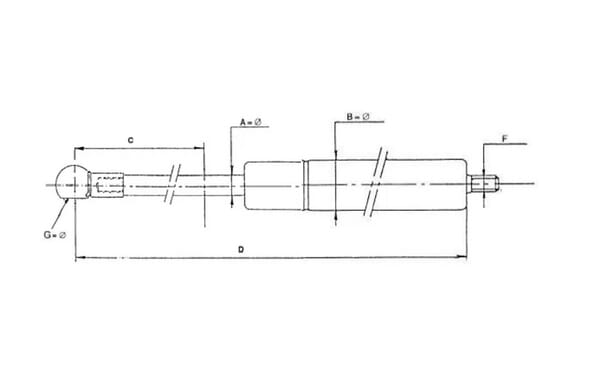 Pièces agricoles - Pièce divers - Vérin à gaz L 233mm 150N