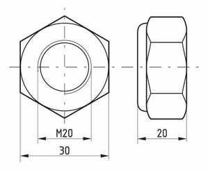 Pièces agricoles - Fasteners - Ecrou hexagonal autobloquant à bague nylon DIN985 M20x2.50 Kramp