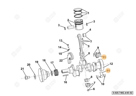 Pièces agricoles - Pieces moteur - demi-coussinet de palier 0.010" Deutz-Fahr origine