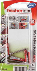 Pièces agricoles - Fasteners - Chevilles tous matériaux DuoPower 6x30 avec vis A2 / Blister de 4