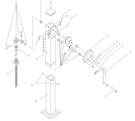 Pièces agricoles - Pièce divers - Béquille poignée latérale 110x960mm 2 vitesses avec réducteurs