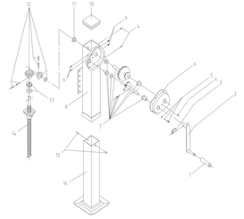 Pièces agricoles - Pièce divers - Béquille poignée latérale 110x960mm 2 vitesses avec réducteurs