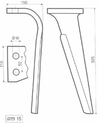 Pièces agricoles - Travail du sol - Dent de herse G. p/KV EP15