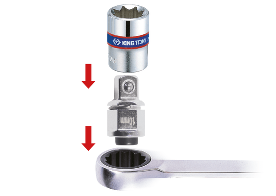 Outils - Outils divers - Adaptateur douilles 1/4" sur clé mixte à cliquet 10mm