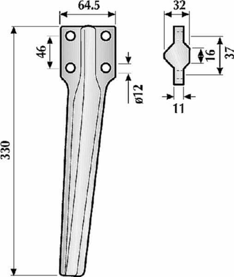 Pièces agricoles - Travail du sol - Dent de herse rotative 325mm G