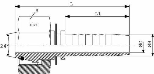 Pièces agricoles - Hydraulique - Raccord à sertir DN06-M14x1,5- 8L inox