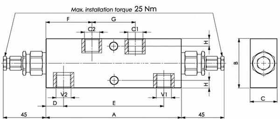 Pièces agricoles - Hydraulique - Valves d’équilibrage doubles 3/8"