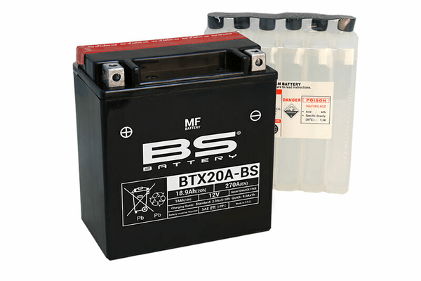 Pièces Quad & Motos - Electrique - Batterie BS BATTERY sans entretien avec pack acide - BTX20A-BS