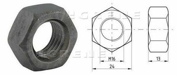 Pièces agricoles - Fasteners - Écrou hexagonal DIN934 M16x2.00 Acier classe 8 Kramp