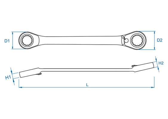 Outils - Outils divers - Clé polygonale à cliquet angle de tête à 15° 22X24mm