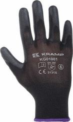 Vêtements et protections - Equipement - Gants de travail 1.001 6/XS, emballage de 3, noir, Protect by Kramp