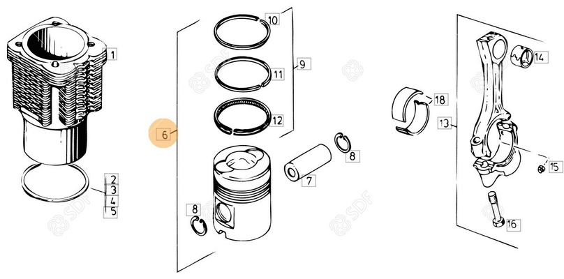 Pièces agricoles - Pieces moteur - PISTON (AXE D40) Deutz-Fahr origine