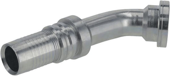 Pièces agricoles - Hydraulique - Raccord à sertir 4SH-DN32 avec flasque ø47,6 mm 45°