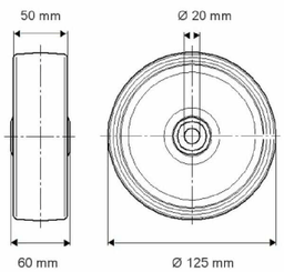 Pièces agricoles - Outils atelier - Roue 125 mm