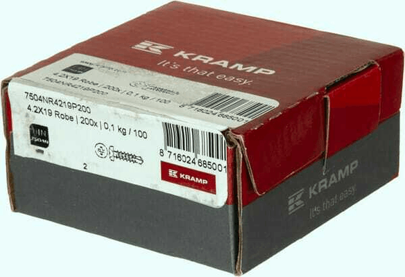 Pièces agricoles - Fasteners - Vis auto-perforante 4,2x19mm, 2mm Robertson carré SQ2 tête plate, DIN 7504 Kramp