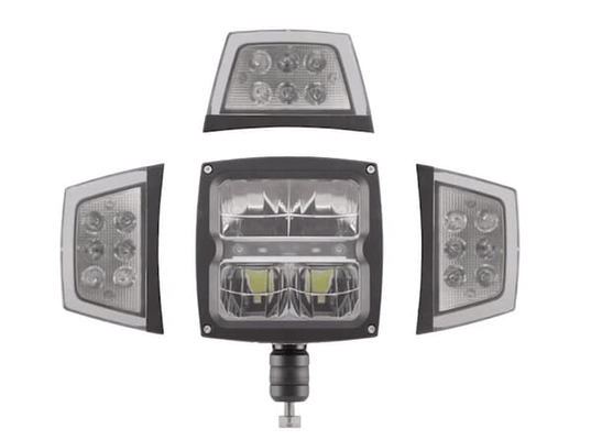 Pièces agricoles - Eclairage - Projecteur LED, 38 W, rectangulaire, 12-24 V, 229x150x80 mm, chauffant, feux de route/feux de croisement, flex anti-snow, Kramp