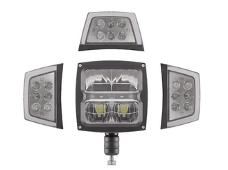 Pièces agricoles - Eclairage - Projecteur LED, 38 W, rectangulaire, 12-24 V, 229x150x80 mm, chauffant, feux de route/feux de croisement, flex anti-snow, Kramp