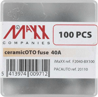 Pièces agricoles - Eclairage - Fusible stéatite 40A longueur 25mm noir pack 100x iMaXX