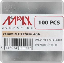 Pièces agricoles - Eclairage - Fusible stéatite 40A longueur 25mm noir pack 100x iMaXX