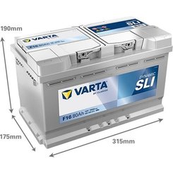 Pièces agricoles - Eclairage - Battery 12V 80Ah 740A F16 VARTA Dynamic SLI