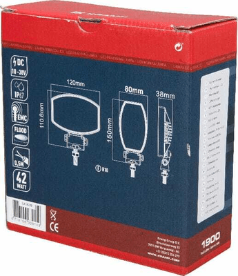 Pièces agricoles - Eclairage - Phare de travail LED ovale 15W 1900lm 10/30V, 120x38x80mm faisceau large 10 LED Kramp