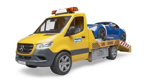 Loisirs - Jouets - Transporteur MB Sprinter avec Module son et lumière et Roadster BRUDER