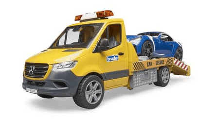 Loisirs - Jouets - Transporteur MB Sprinter avec Module son et lumière et Roadster BRUDER