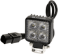 Phare de travail LED, 12W, 1200lm, carrée, 12/24V, blanche, 53,7x75,5x32,3mm prise Deutsch, faisceau large, 8LED