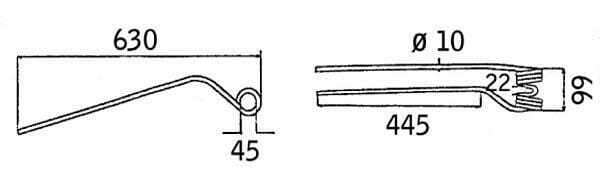 Pièces agricoles - Fenaison & élevage - Dent d'andaineuse rotative D. ext.