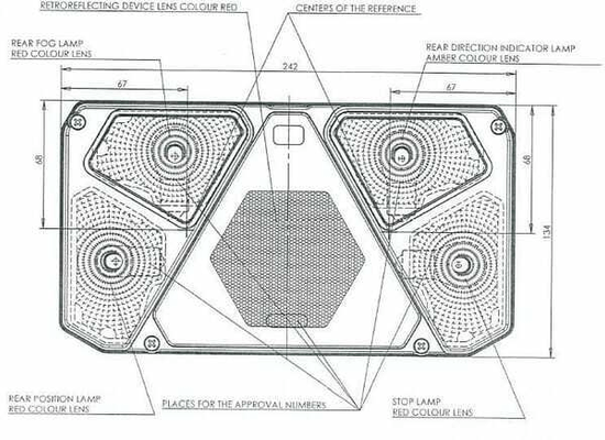 Pièces agricoles - Eclairage - Feu arrière rectangle droit - UK