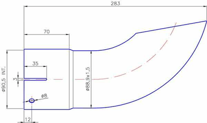 Pièces agricoles - Moteurs pièce adaptable - Embout d'échappement ø90mm
