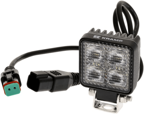 Pièces agricoles - Eclairage - Phare de travail LED, 12W, 1200lm, carrée, 12/24V, blanche, 53,7x75,5x32,3mm prise Deutsch, faisceau large, 8LED