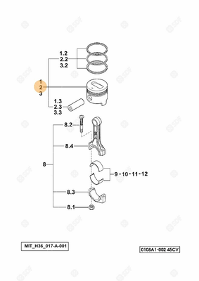Pièces agricoles - Pieces moteur - PISTON COMPLET